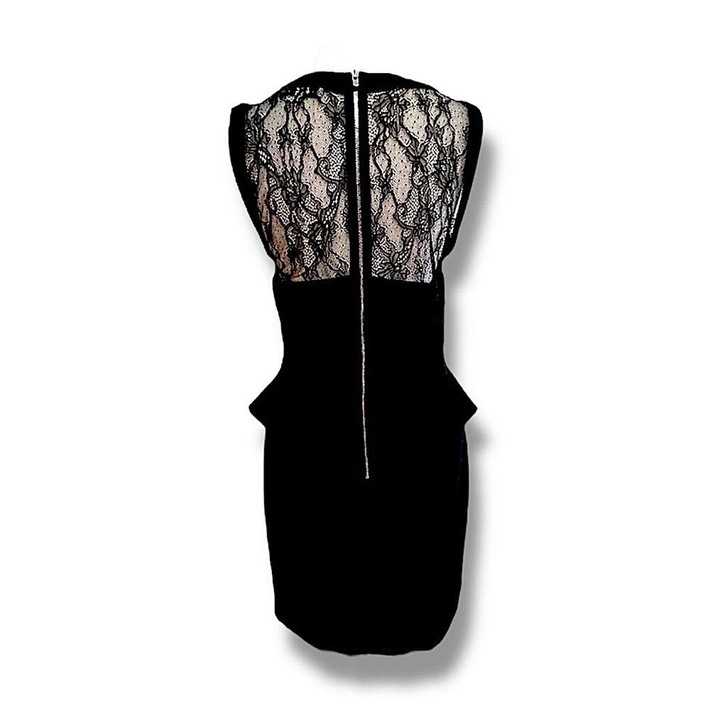 SANDRO Sleeveless Black Sheer Lace Sweetheart Neckline Peplum Cocktail Dress SZ1 - Picture 3 of 14